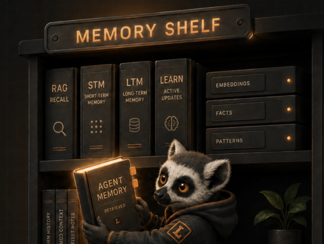 DeskLemur memory shelf for separated agent memory